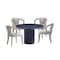 Manhattan Comfort 5-Piece Hathaway 47.24 Round Dining Set in Black with 4 Palmer Dining Armchairs in Silver Lining 4-DT03DC088AR-BKSL - alternate 2